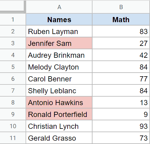 conditional formatting applied based on another cell - marks less than 35