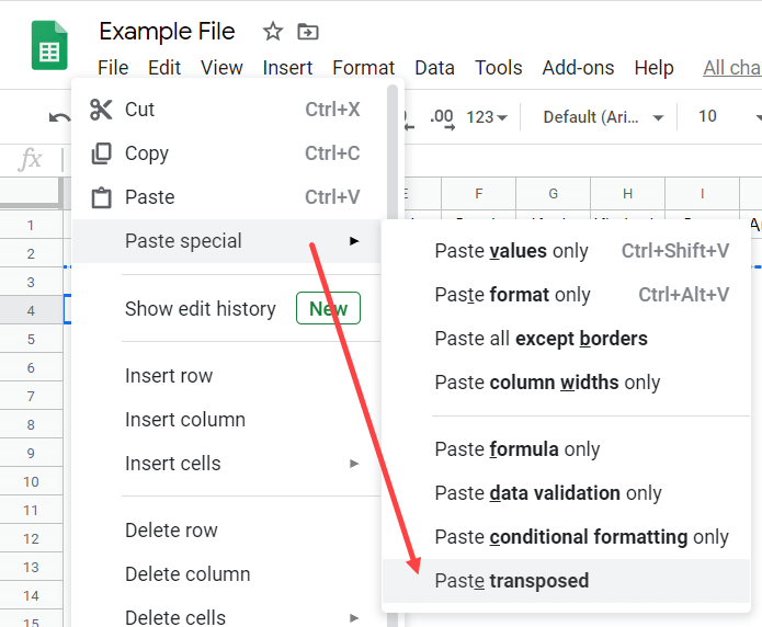 Copy and Paste Transpose the data