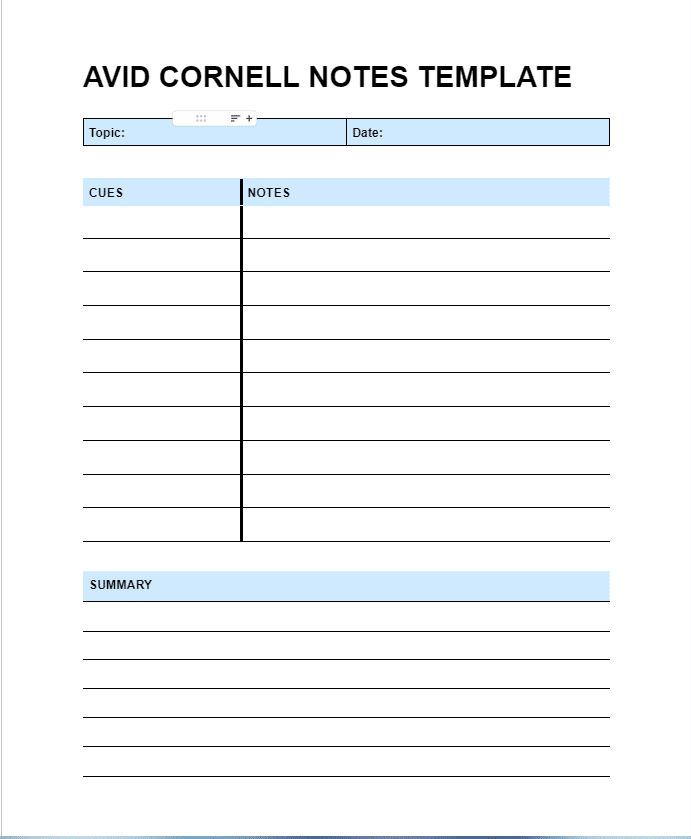 Cornell notes template google docs 2