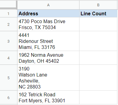 Count number of Lines in Google Sheets - Dataset