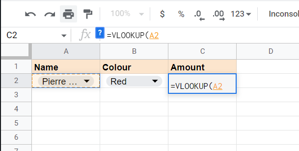 A Vlookup formula with an Indirect formula nested in it.