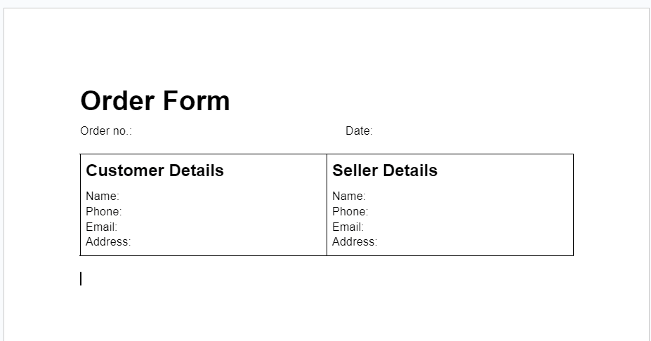 Create the section for the custom details and the seller details.