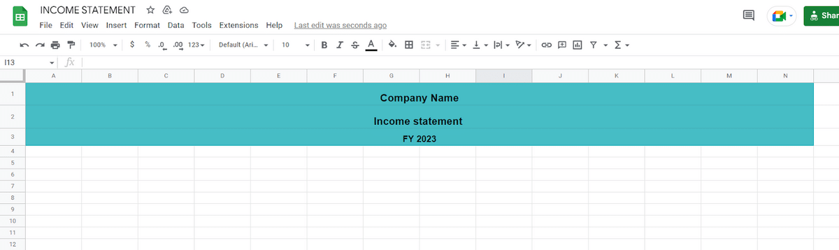 creating header in google sheets income sheet