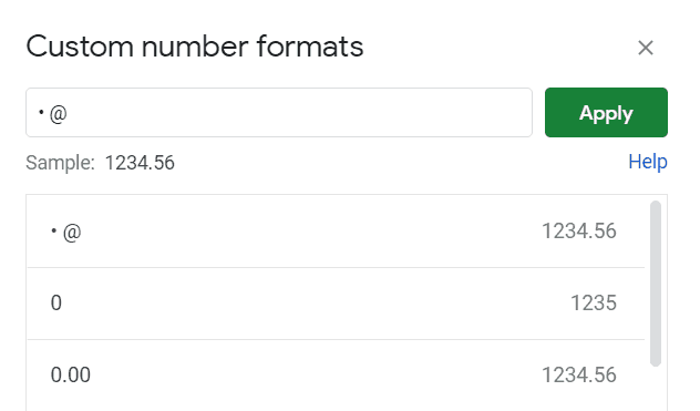 Custom Number format value