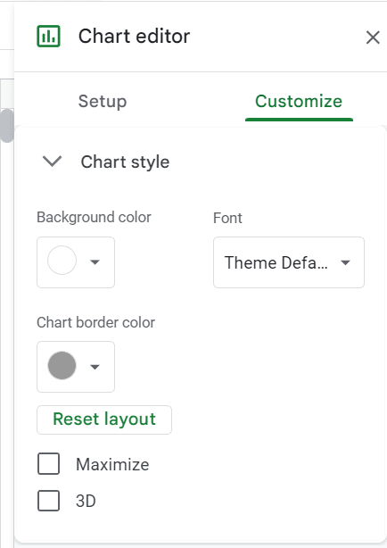 Customize menu in the chart editor