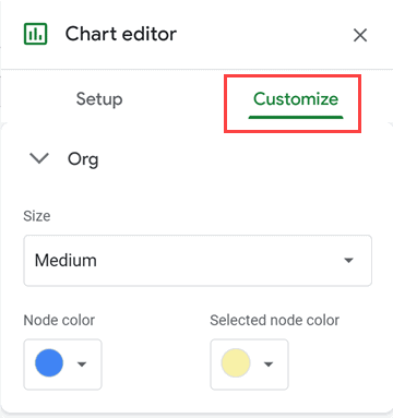 Customize tab for org chart