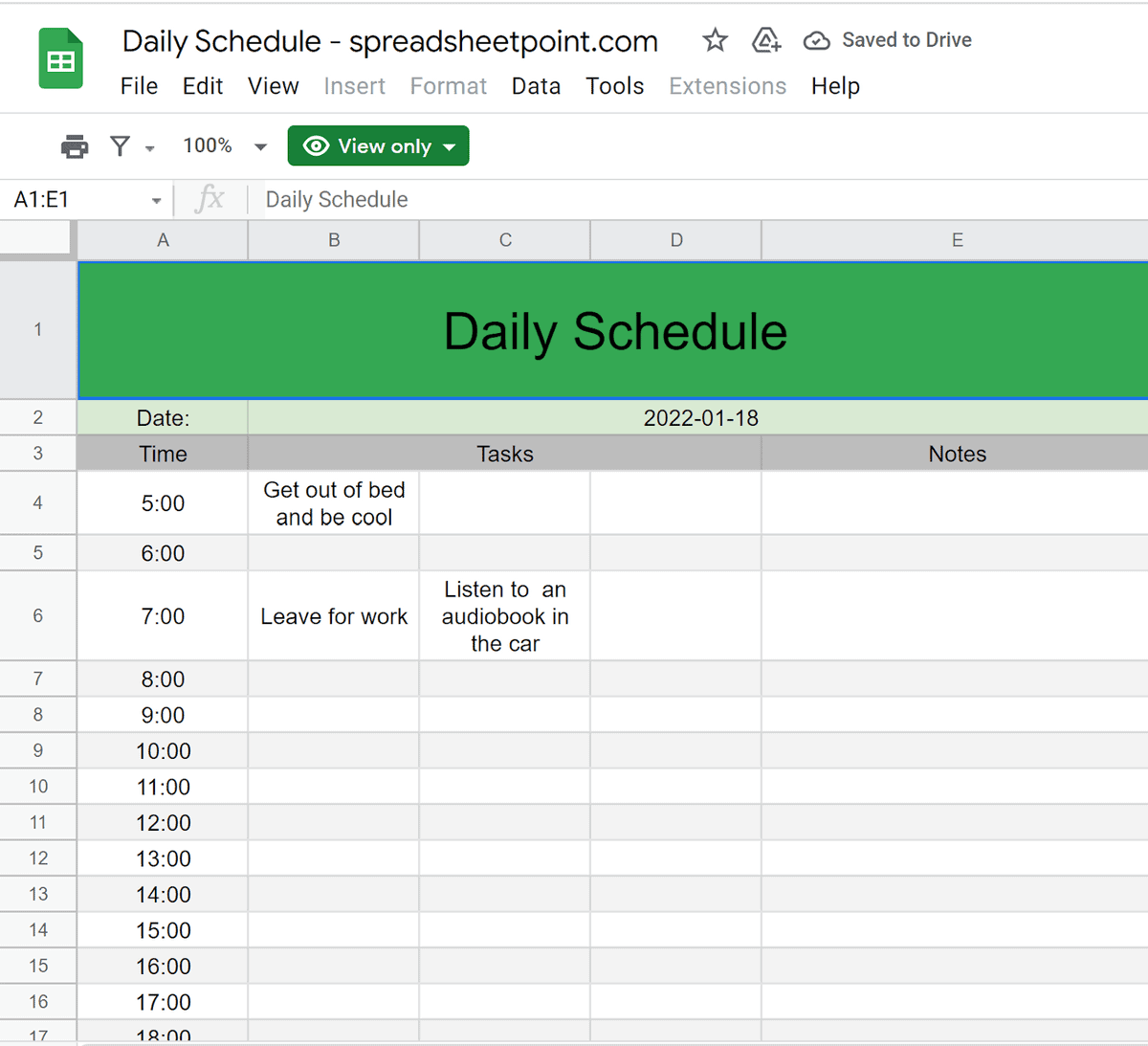 Daily Schedule Template