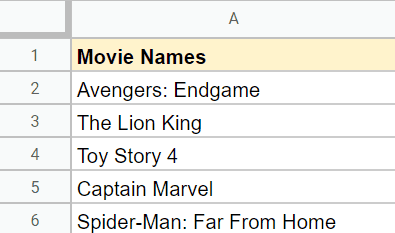 example of counting characters in Google Sheets