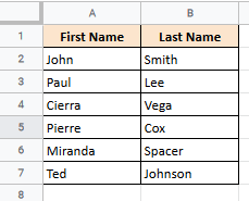 Data with unique values in column A only