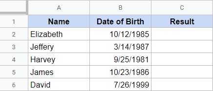 Dataset to combine text and date of birth