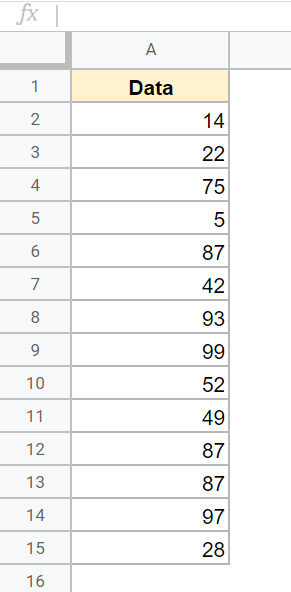 Dataset with numbers