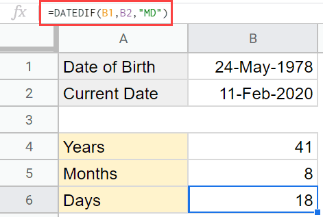 Days elapsed between two dates