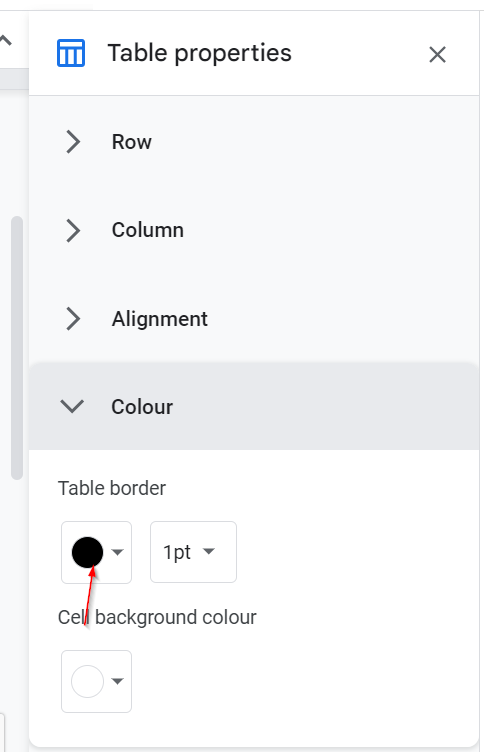 Table border