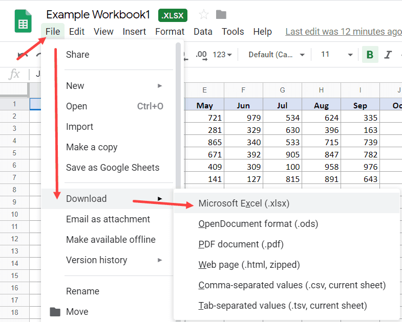 Download a Google Sheet Document as an Excel FIle