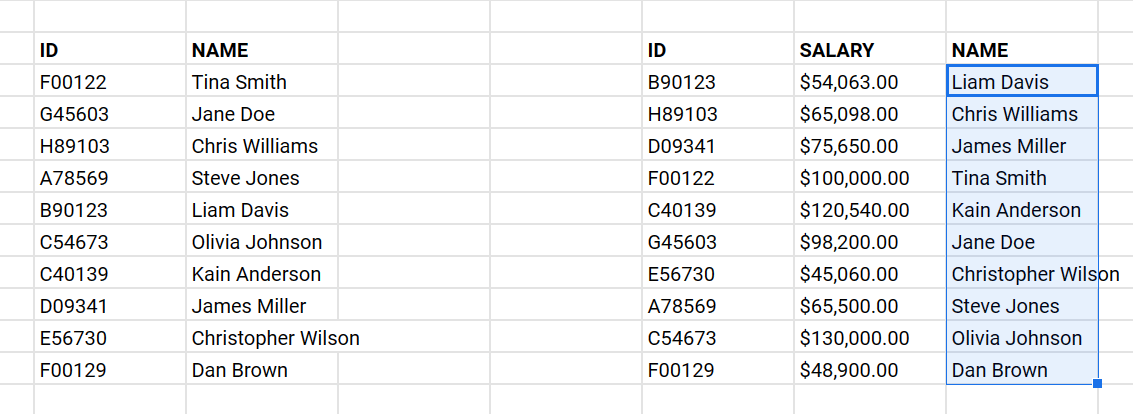 dragging the vlookup function to other cells on Google Sheets