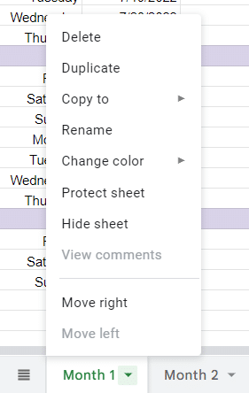 Duplicate a sheet in Google Sheets