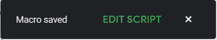 Edit Script option appears when saving the macro