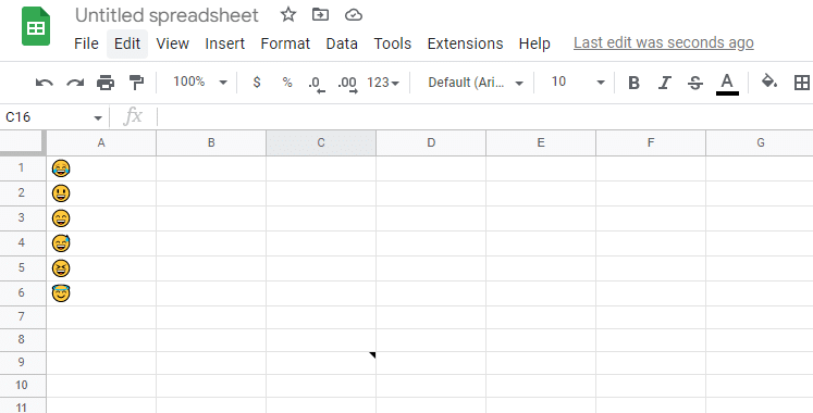 Emojis inside a Google Sheet