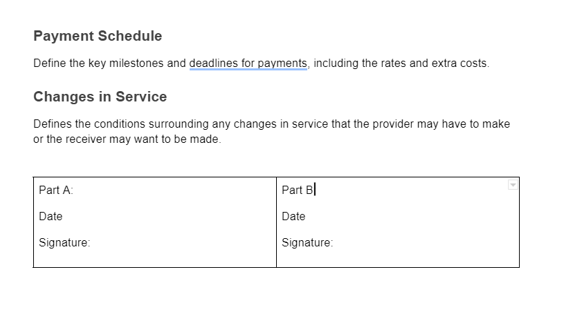 Enter the details for the signatures in the table.