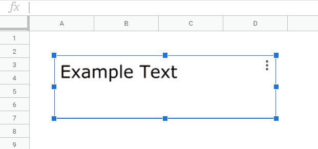 Example text box inserted in Google Sheets worksheet