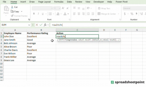 The syntax of the SWITCH function shows how to use it in place of nested IF statements.