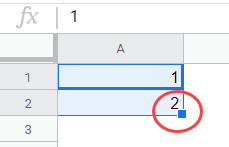 Fill Handle square in Google Sheets