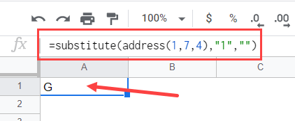 Final formula to give column letter