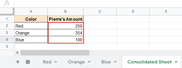 Final result indirect multiple sheets