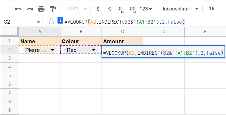 Finally we need to add the number which is the column ID for the data we want and 0 or false to give an exact match