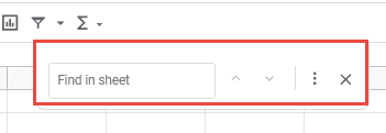 Find in sheet option in Google sheets