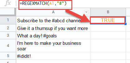 Find text string with hashtag