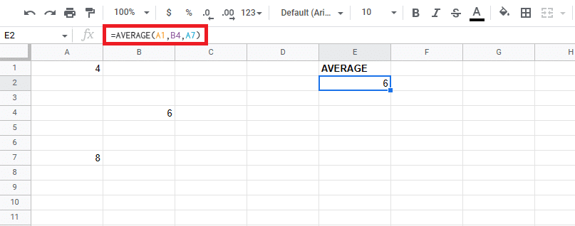 Finding the average with cell references