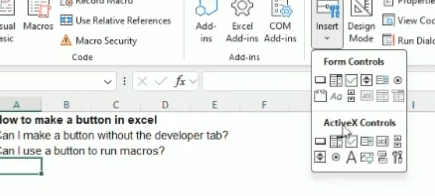 Choose Form Control buttons or ActiveX buttons in Microsoft Excel.