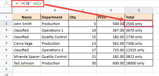 Formula to add the wrd Only to the numbers