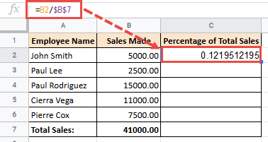 Formula to Calculate Percentage of Total