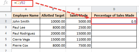 Formula to calculate proportion