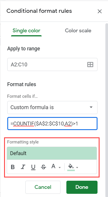 Formula to highlight duplicates - multiple columns