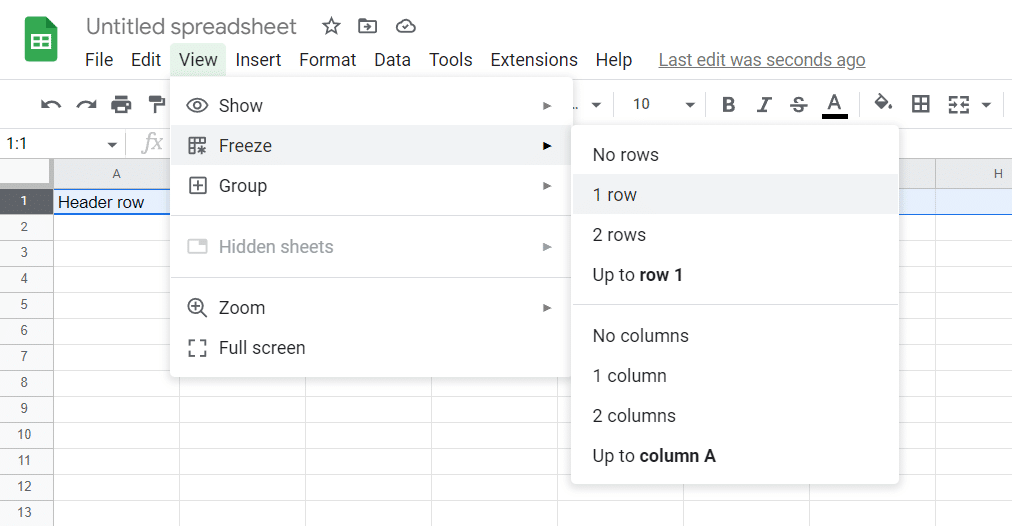 Freeze headers in Google Sheets