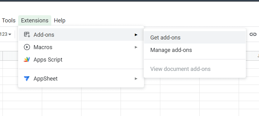 Get into add-ons in Sheets