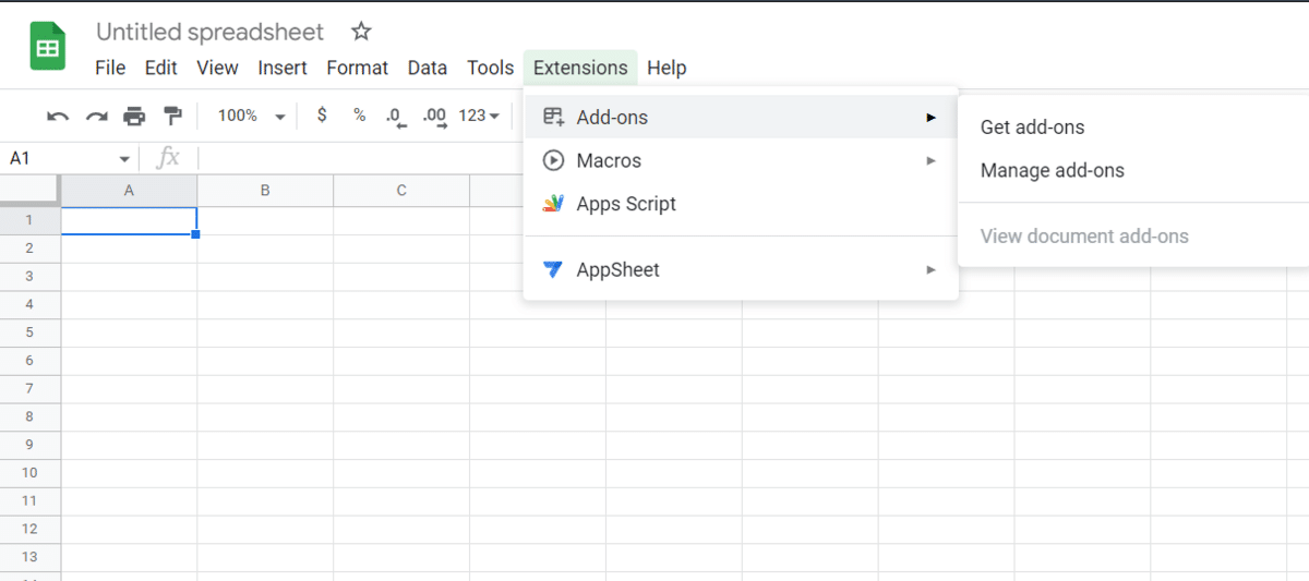 Get into add-ons in Sheets