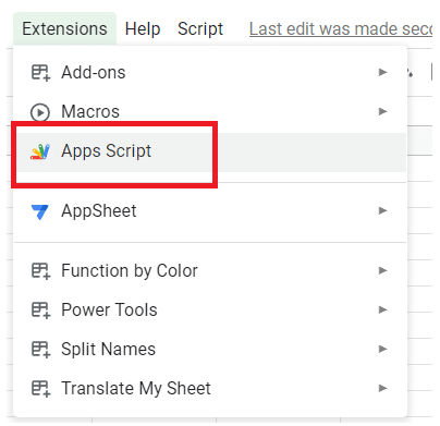 Go to Extensions > App scripts.