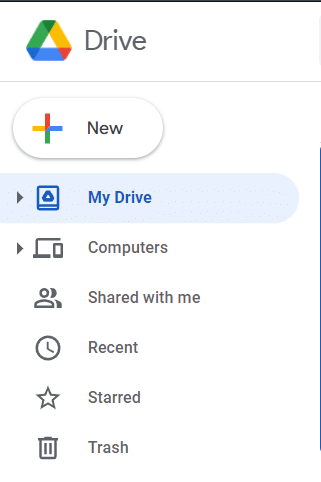 Go to Google Drive and click New