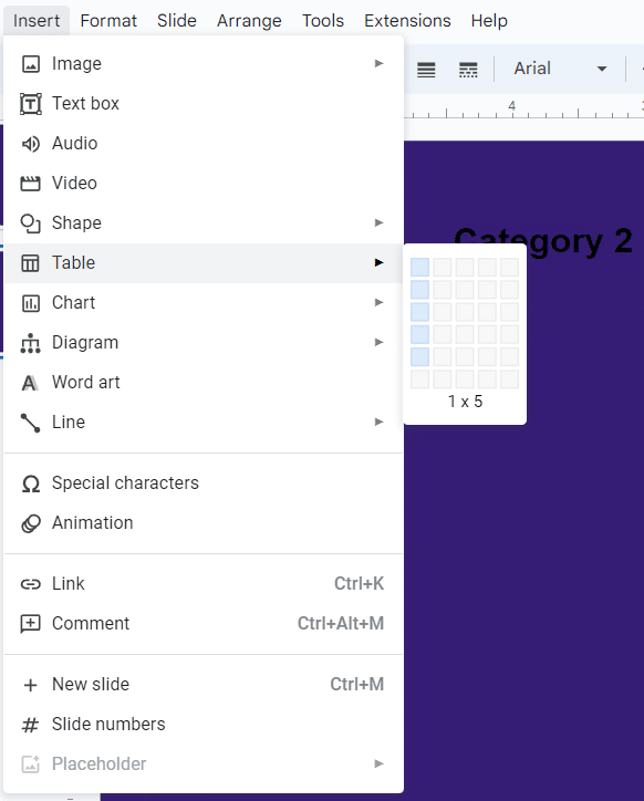 Go to insert and add a column for the points or price for each category.