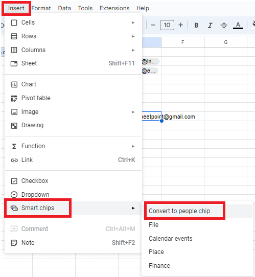 Go to insert then smart chips then convert to people chip