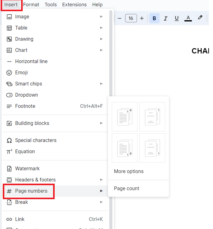 Go to Insert>Page Number and choose the position you want for your page numbers.