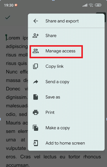 Go to Manage Access.