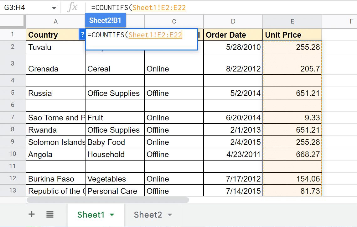 Go to the previous sheet and select the first column. Add a coma