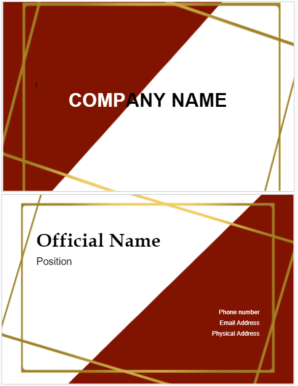 Gold and red business card template