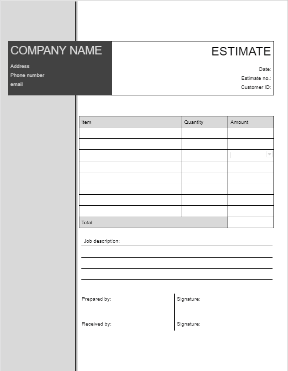 Google Docs Estimate Template 2