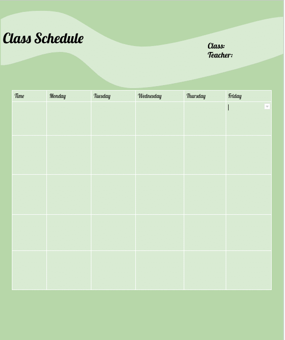 Google Docs Templates for Teachers - Class Schedule